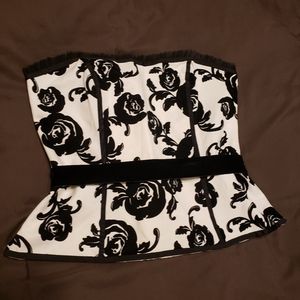 Black/white floral corset